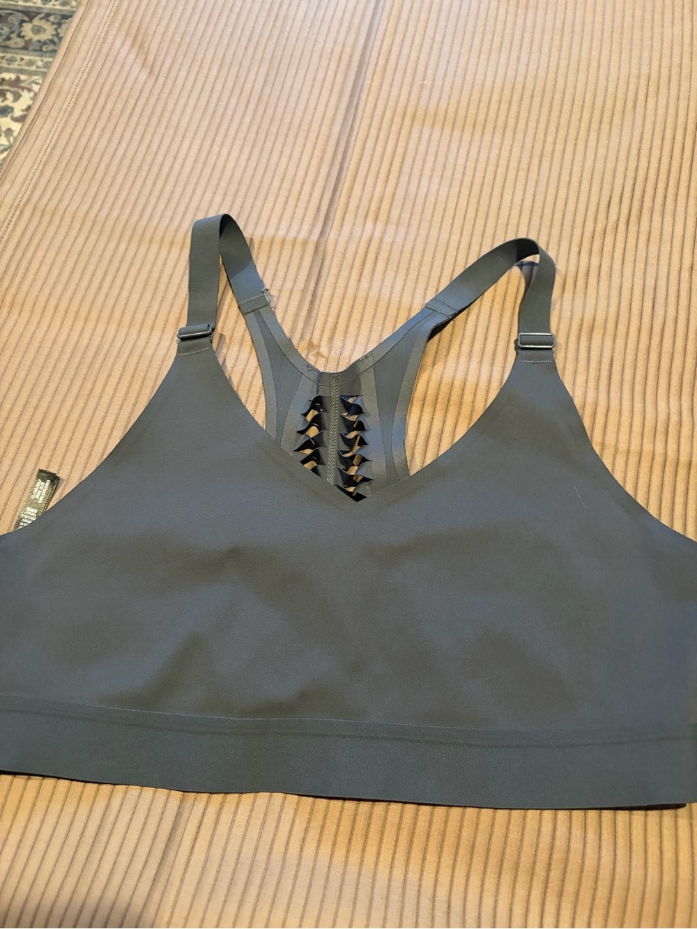 Lace-Up Racerback Wireless Bralette - Charcoal